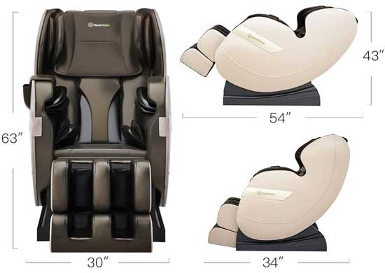 Massage Chair Dimensions, Upright and Reclined