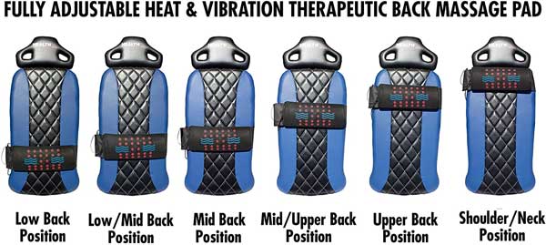 Adjustable Heat and Vibration pad on the Health Gear Deluxe HGI 4.2 BX inversion Table